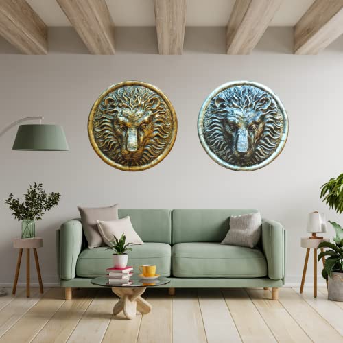 Mariner's Creation Lion face showpiece set of 2 for wall decor living room office decor wall hanging showpiece | home decor items house warming gift - Image 4