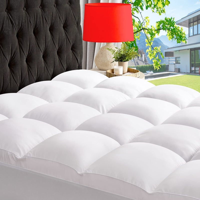 ABENE Mattress Topper Queen for Back Pain Relief Extra Thick Mattress Pad Pillowtop Soft Mattress Protector Cover with 821 Deep Pocket Overfilled Down Alternative Filling White Queen