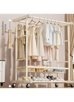 Generic Thickened Double-Layer Coat Rack Floor Drying Rack Bedroom Household Removable Hanger Clothes And Shoes Storage Rack-Color:Modern And Simple Style-black_ Single Layer 80+ Wheels  - Image 5