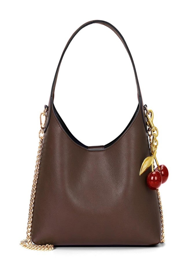 JQWSVE Small Hobo Bags for Women Cherry Shoulder Bag Purse Faux Leather Tote Handbag Trendy Chain Crossbody Bag - Image 1
