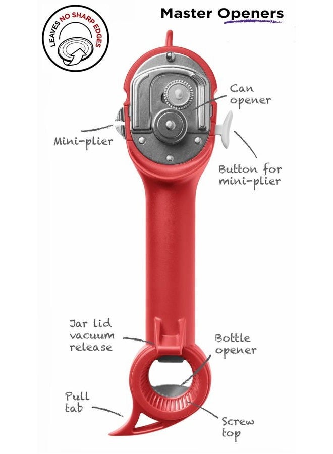 Kuhn Rikon Auto Safety Master Opener for Cans, Bottles and Jars, 9 x 2.75 inches, Red - Image 3