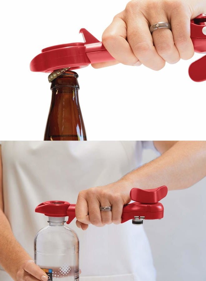 Kuhn Rikon Auto Safety Master Opener for Cans, Bottles and Jars, 9 x 2.75 inches, Red - Image 5