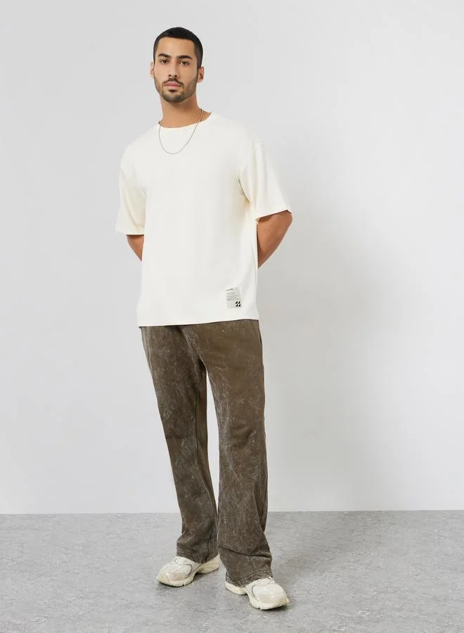 Styli Men Oversized Soft Heavy Jersey T-Shirt with Badge