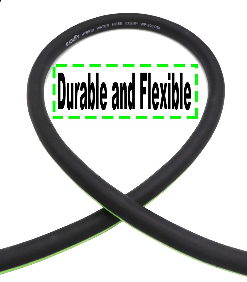 EADUTY Hybrid Lead In Garden Hose 5/8 IN. x 6 FT, Heavy Duty, Lightweight, Flexible with Rotatable Grip Handle and Solid Brass Fittings - Image 2