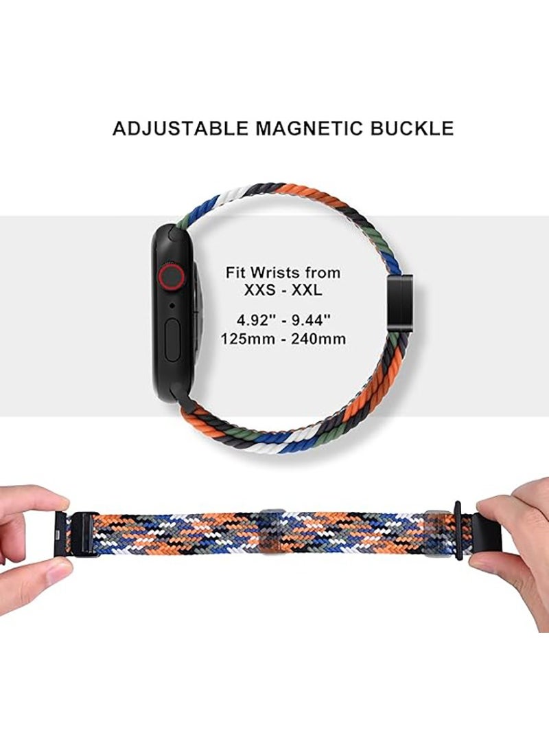 Generic Magnetic Braided Solo Loop Band Compatible with Apple Watch Series 10 49mm 46mm 45mm 44mm 42mm for Women Men, Stretchy Nylon Elastic Sport Strap-Black  - Image 3