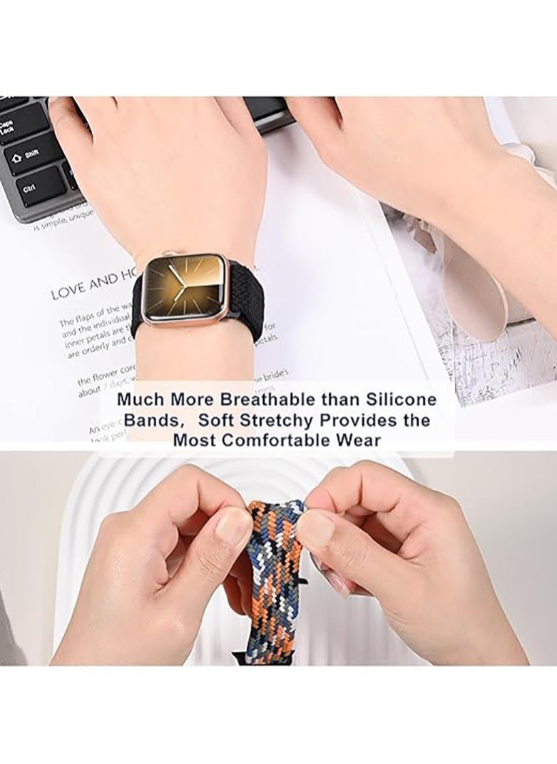 Generic Magnetic Braided Solo Loop Band Compatible with Apple Watch Series 10 49mm 46mm 45mm 44mm 42mm for Women Men, Stretchy Nylon Elastic Sport Strap-Black  - Image 4