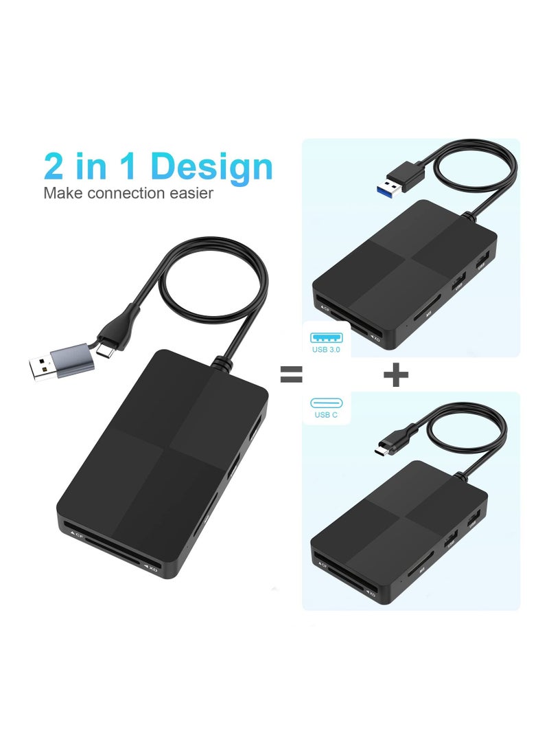 SYOSI - USB C Multi Card Reader Hub, 5 Memory Cards with Extra 3 USB3.0, SD/TF/CF/Micro SD/XD/MS Memory Card Reader/Adapter/Hub Fit for SD SDXC SDHC CF CFI TF Micro SD Micro SDXC SDHC MS UHS USB Stick Mouse - Image 1