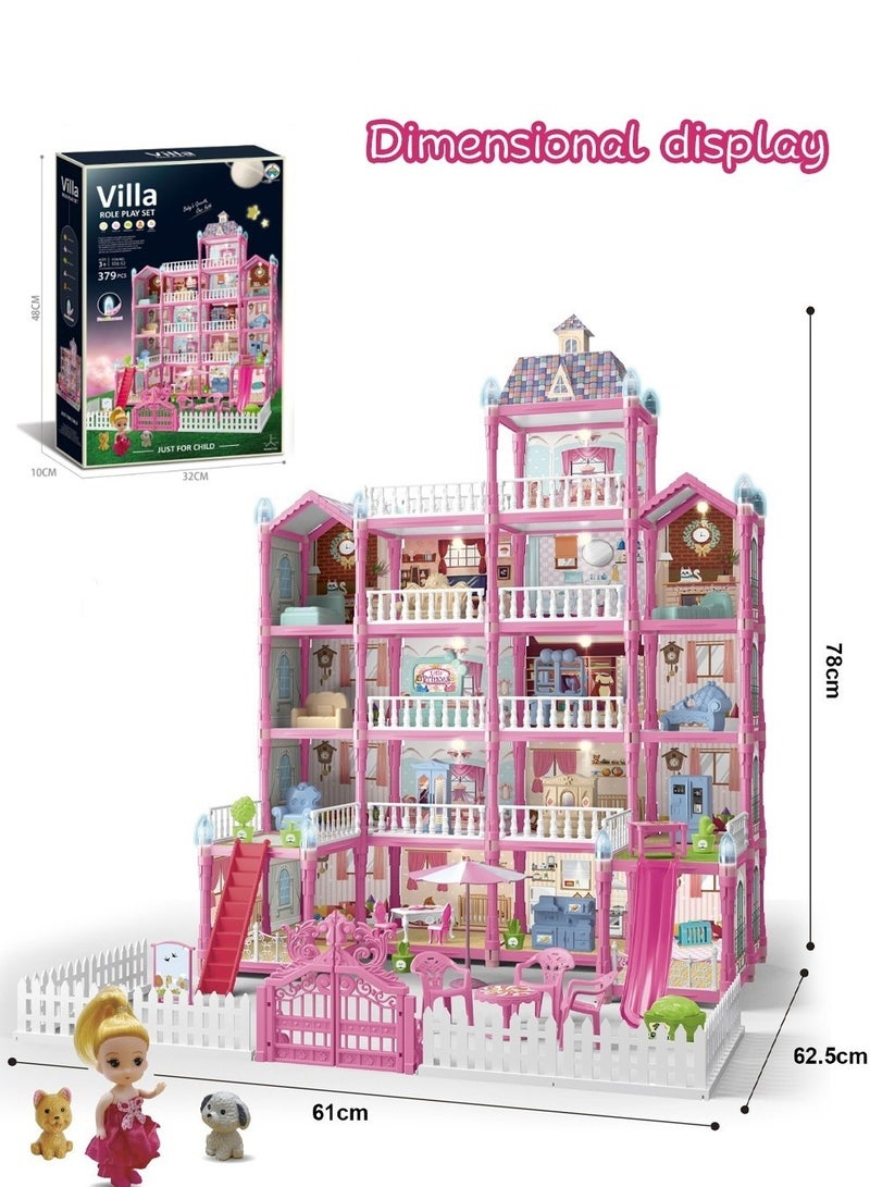 MIXDE Doll House Toys,Big Size 5 Floors 19 Rooms Castle House With Decorating Dollhouse Accessories And Furniture,DIY Building Playset,Gift For Girl  - Image 4