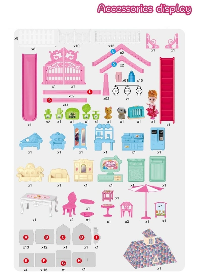 MIXDE Doll House Toys,Big Size 5 Floors 19 Rooms Castle House With Decorating Dollhouse Accessories And Furniture,DIY Building Playset,Gift For Girl  - Image 5
