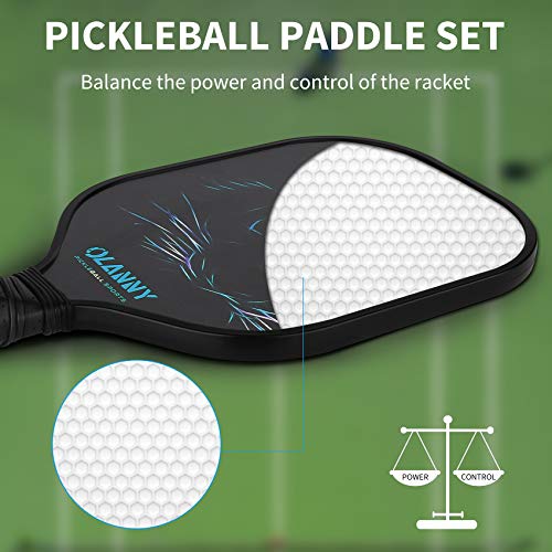 OLANNY Pickle Ball Raquette Set of 4 Lightweight Pickleball Paddle Set Premium Comfort Grip Polymer Honeycomb Core Set of Four Paddles,4 Replacement Soft Grip,4 Balls & Drawstring Bag - Image 4