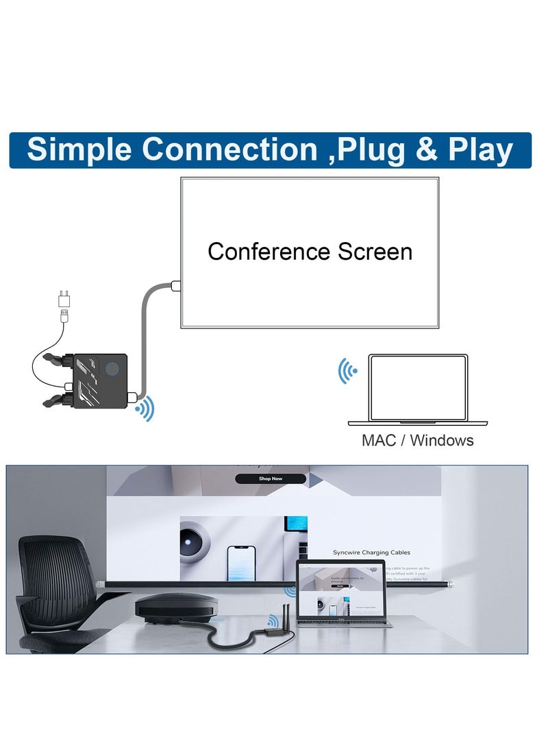 Wireless HDMI Display Adapter dongle,No Setup,No Need Any APP, Support Airplay Mirroring 4K, Wireless Receiver, Streaming Media Video/Audio/File HDMI Laptop, PC, Smartphone to HDTV Projector Monitor