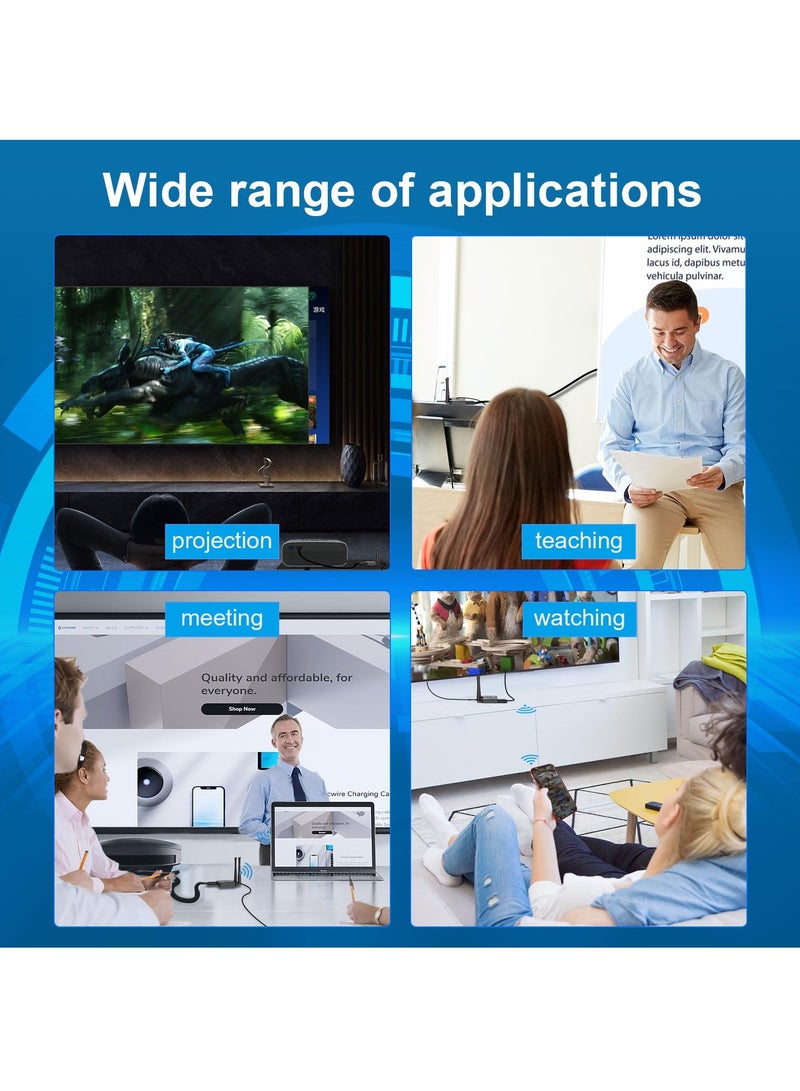 Wireless HDMI Display Adapter dongle,No Setup,No Need Any APP, Support Airplay Mirroring 4K, Wireless Receiver, Streaming Media Video/Audio/File HDMI Laptop, PC, Smartphone to HDTV Projector Monitor