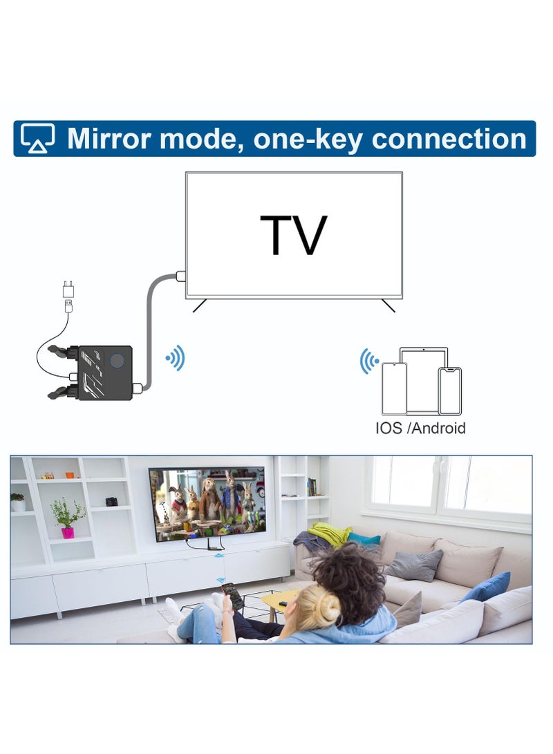 Wireless HDMI Display Adapter dongle,No Setup,No Need Any APP, Support Airplay Mirroring 4K, Wireless Receiver, Streaming Media Video/Audio/File HDMI Laptop, PC, Smartphone to HDTV Projector Monitor