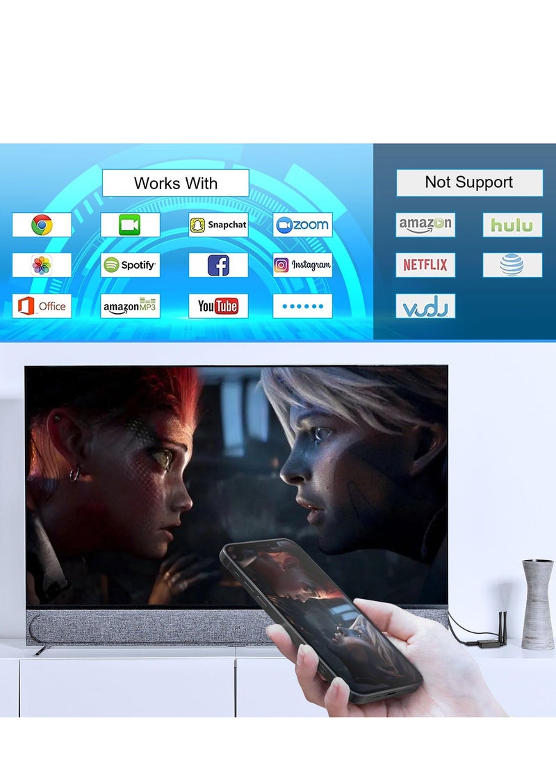Wireless HDMI Display Adapter dongle,No Setup,No Need Any APP, Support Airplay Mirroring 4K, Wireless Receiver, Streaming Media Video/Audio/File HDMI Laptop, PC, Smartphone to HDTV Projector Monitor