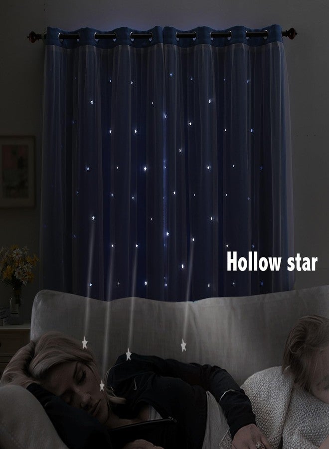 INDISTAR Star Cutout Kids Window Blackout Curtains for Girl Bedroom Window Room Darkening Curtains & Drapes Baby Nursery Curtains (2 Panel,52Wx63L inch,Blue) - Image 3