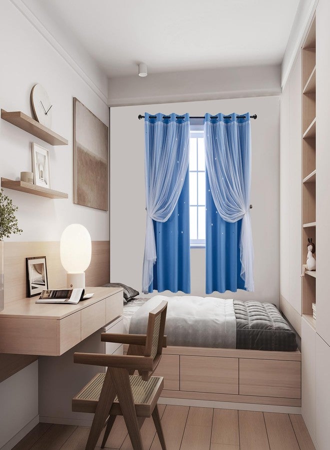 INDISTAR Star Cutout Kids Window Blackout Curtains for Girl Bedroom Window Room Darkening Curtains & Drapes Baby Nursery Curtains (2 Panel,52Wx63L inch,Blue) - Image 5
