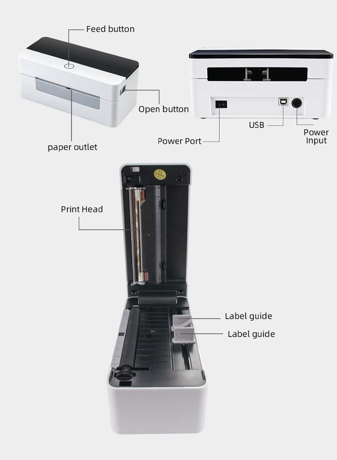 Xprinter Thermal Shipping Label Printer 110mm – High-Speed Inkless Barcode Printer, Compatible with All Shipping Carriers + Free Label Holder - Image 4