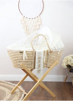 FUN MOMENT Moses Basket with Foldable Wooden Stand  - Image 1