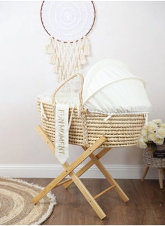 FUN MOMENT Moses Basket with Foldable Wooden Stand  - Image 2