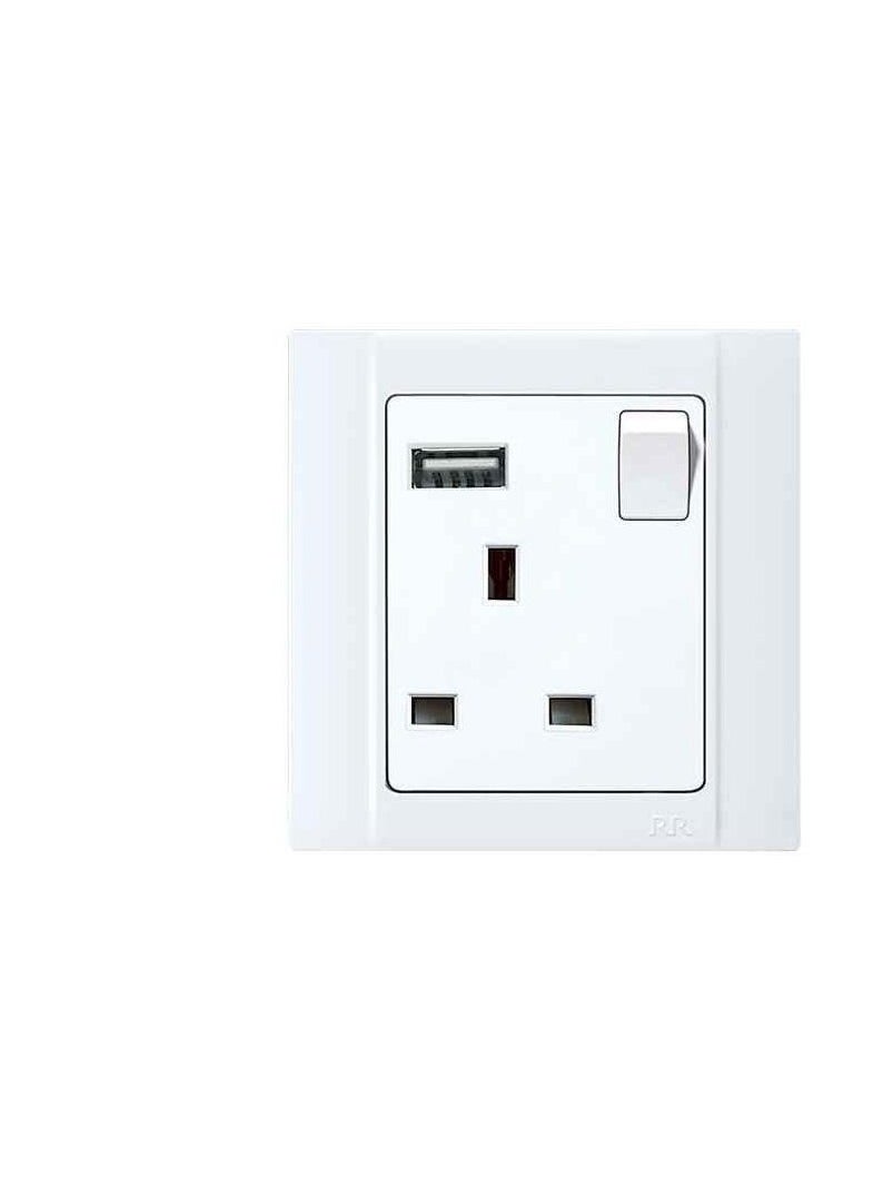 RR RR BK 13A 1 Gang Switch Socket With Usb RR-VN66979 