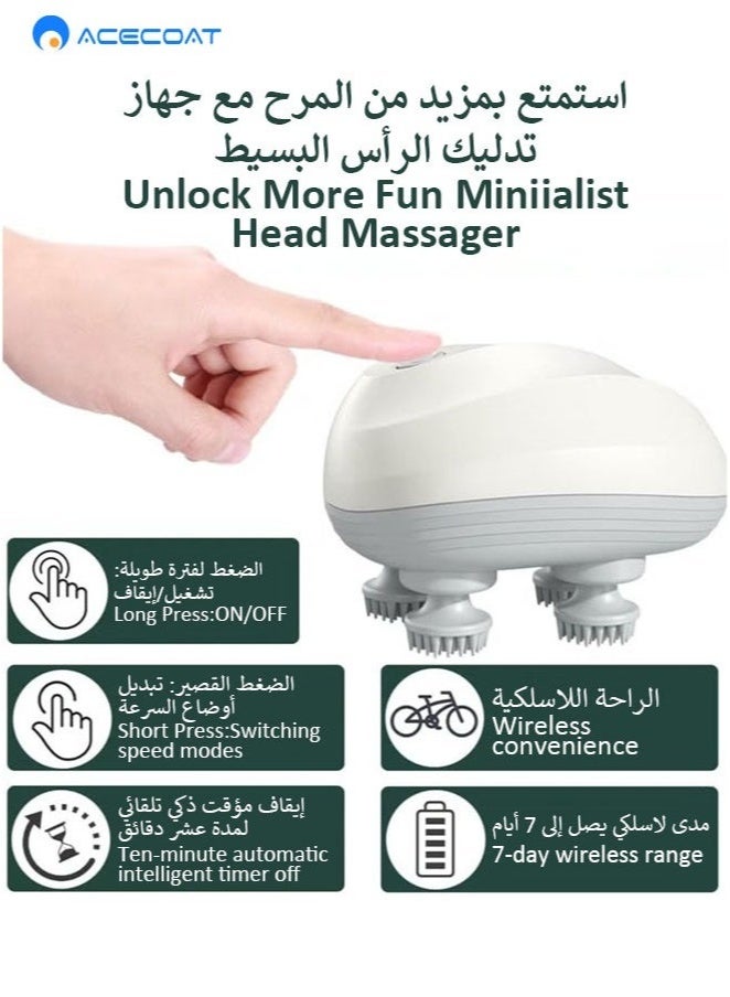 ACECOAT Electric Scalp Massager, Waterproof Portable Electric Head Massager With 4 Replacement Massage Heads For Hair Growth, Stress Relief, Deep Cleaning, And Full Body Massage  - Image 2