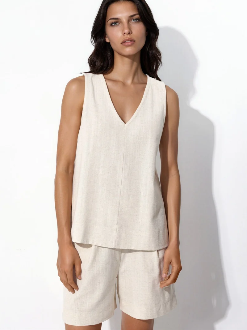 HICCUP Linen Blended Two-Piece Set