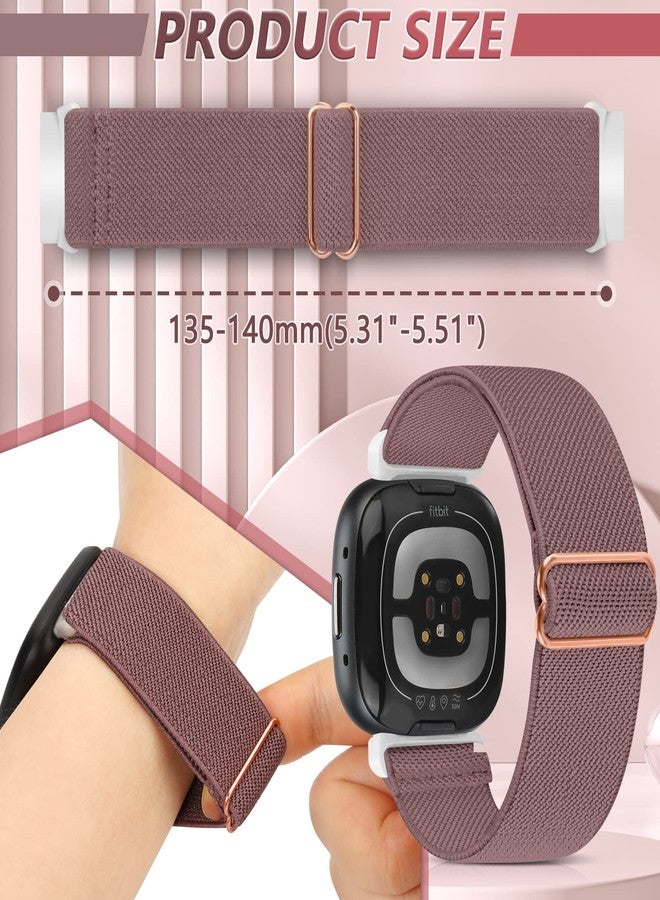 ShuYo Elastic Nylon Band Compatible with Fitbit Sense,Sense 2,Versa 3,Versa 4 for Women Men, 4 Pack Soft Adjustable Stretchy Solo Loop Replacement Strap for Fitbit Sense,Versa 4 - Image 3