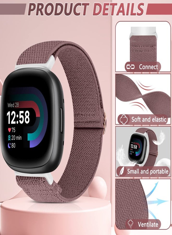 ShuYo Elastic Nylon Band Compatible with Fitbit Sense,Sense 2,Versa 3,Versa 4 for Women Men, 4 Pack Soft Adjustable Stretchy Solo Loop Replacement Strap for Fitbit Sense,Versa 4 - Image 4