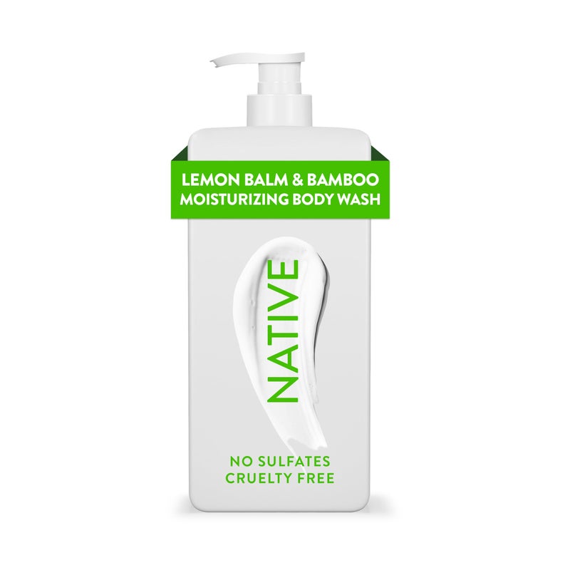 Native Moisturizing Body Wash Contains Naturally Derived Ingredients | For Women & Men, Sulfate, Paraben, & Dye Free Leaving Skin Soft and Hydrated | Lemon Balm & Bamboo 18 oz - Image 1