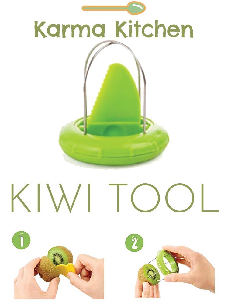 Karma Kitchen Fast Peel Any Fruit Or Soft Vegetable With Ease. Kiwi Slicer Peeler Pitter Scooper, Mango And Kimi Corer, Kiwi Fruit Scoop Kitchern Tool_Green - Image 2