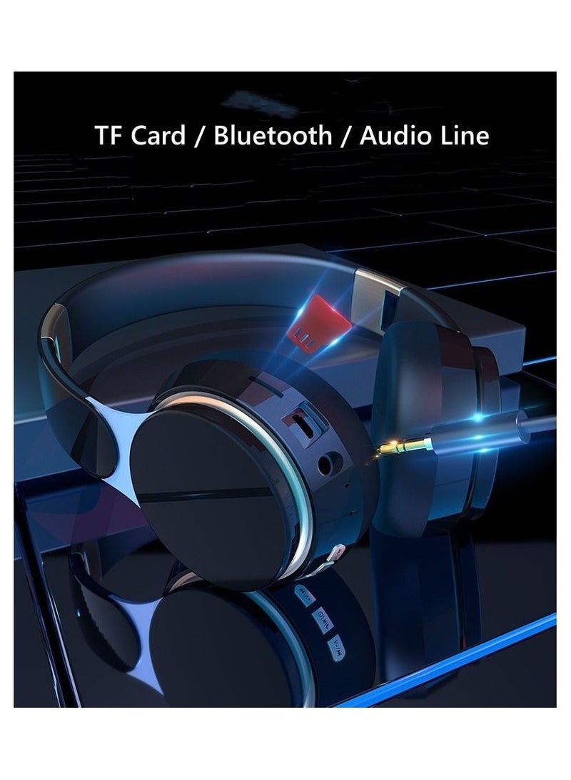 DUNISO Bluetooth Headphones With 7 Colors Light Over Ear Wireless Gaming Headphones with HiFi Stereo Headphones with Microphone and Soft Earpads for Cellphone PC Home Office - Image 5