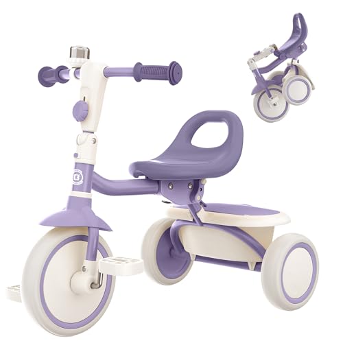 besrey Kids Tricycles Age 18 Month to 5 Years Toddler Tricycle Kids Trikes Tricycle Gift Toddler Tricycles for 25 Year Olds Gift Toys for Boy Girl Trikes for Toddlers Dark Purple - Image 1