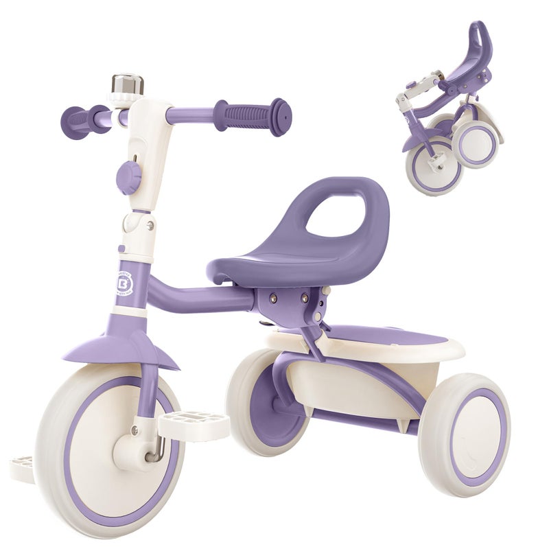 besrey Kids Tricycles Age 18 Month to 5 Years Toddler Tricycle Kids Trikes Tricycle Gift Toddler Tricycles for 25 Year Olds Gift Toys for Boy Girl Trikes for Toddlers Dark Purple - Image 3