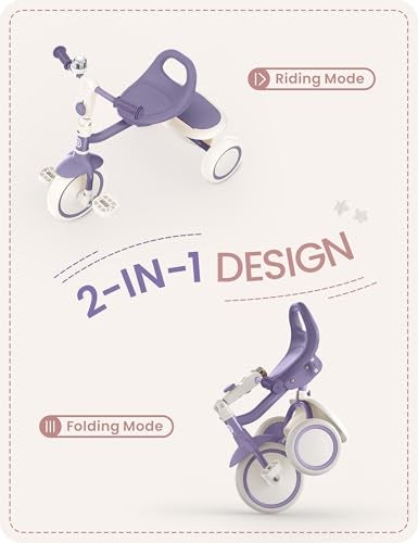 besrey Kids Tricycles Age 18 Month to 5 Years Toddler Tricycle Kids Trikes Tricycle Gift Toddler Tricycles for 25 Year Olds Gift Toys for Boy Girl Trikes for Toddlers Dark Purple - Image 5