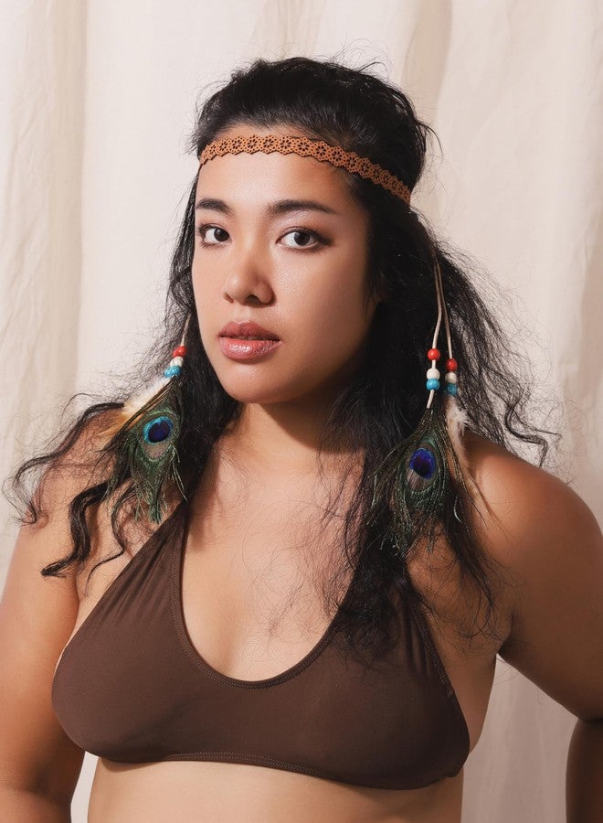 MINACHI Peacock Feather Headdress, Headband with Dreamcatcher and Beads, Women's Bohemian Hair Accessory - Image 2