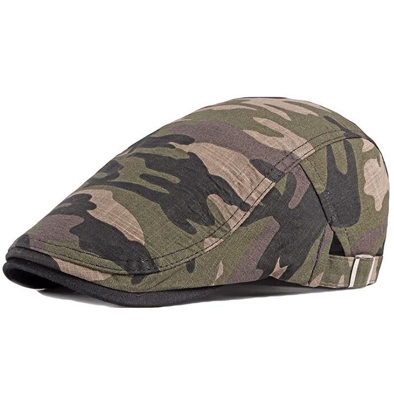 Qunson 2 Pack Men's Camouflage Flat Cap Ivy Gatsby Newsboy Hat - Image 2