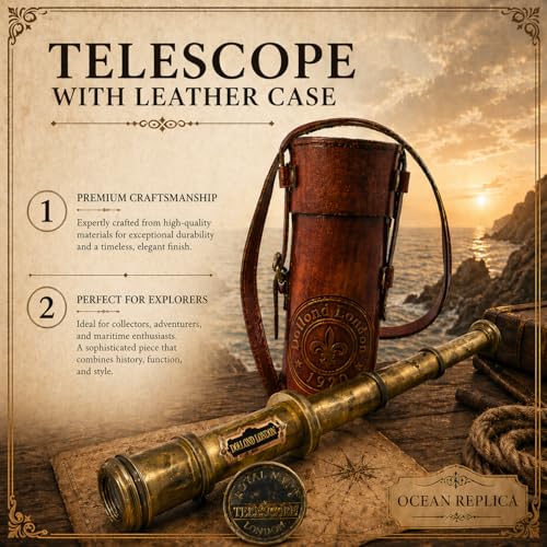 OCEAN REPLICAS 16 Inch Antique Commando Spyglass Telescope Replica – Nautical Brass Spyglass with Leather Box – Vintage Pirate Telescope Gift for Mariners & Collectors - Image 5