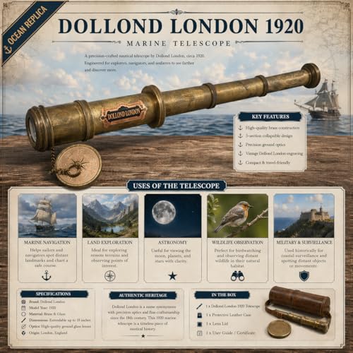 OCEAN REPLICAS 16 Inch Antique Commando Spyglass Telescope Replica – Nautical Brass Spyglass with Leather Box – Vintage Pirate Telescope Gift for Mariners & Collectors - Image 4
