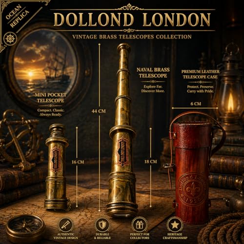 OCEAN REPLICAS 16 Inch Antique Commando Spyglass Telescope Replica – Nautical Brass Spyglass with Leather Box – Vintage Pirate Telescope Gift for Mariners & Collectors - Image 3