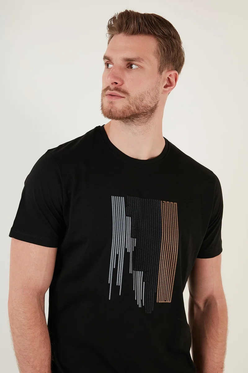 بوراتي Printed Cotton Slim Fit Crew Neck T Shirt Men's T Shirt 646B3780