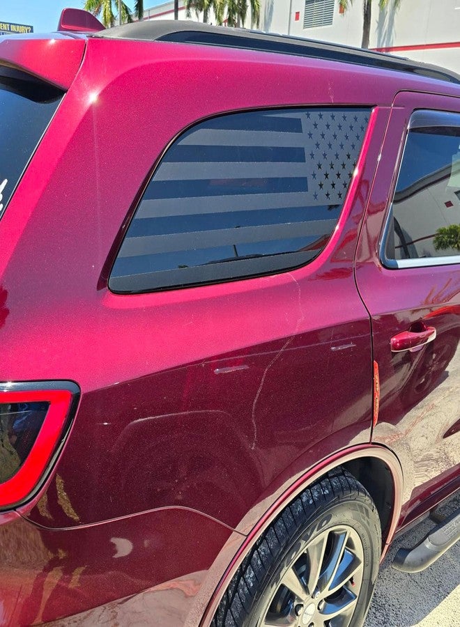 Zxiaochun Rear Side Window American Flag Decal Fits Dodge Durango 2014-2022, Precut Back Side Window USA Flag Vinyl Sticker(Matte Black) - Image 3