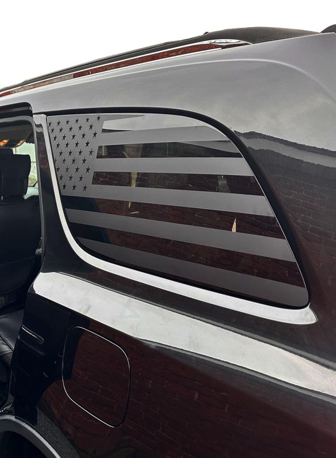 Zxiaochun Rear Side Window American Flag Decal Fits Dodge Durango 2014-2022, Precut Back Side Window USA Flag Vinyl Sticker(Matte Black) - Image 1
