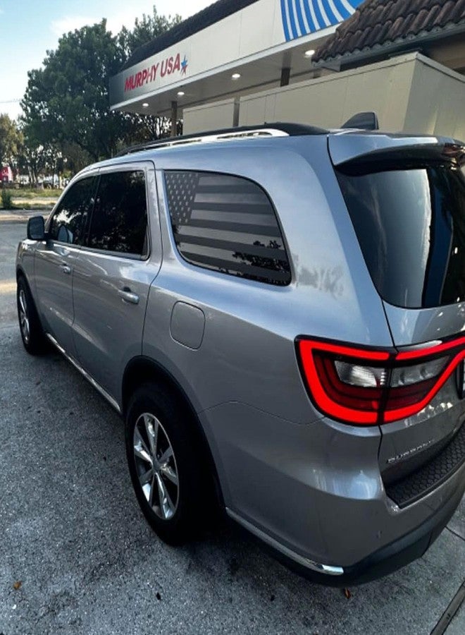 Zxiaochun Rear Side Window American Flag Decal Fits Dodge Durango 2014-2022, Precut Back Side Window USA Flag Vinyl Sticker(Matte Black) - Image 4