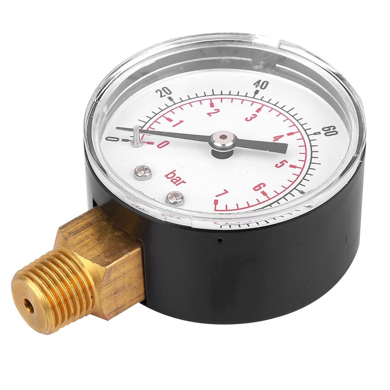مقياس ضغط نحاسي 50 مم 1/4 BSPT توصيلة قاع 0-100 رطل/بوصة مربعة 0-7 بار للوقود والهواء والزيت والغاز والماء - Image 5