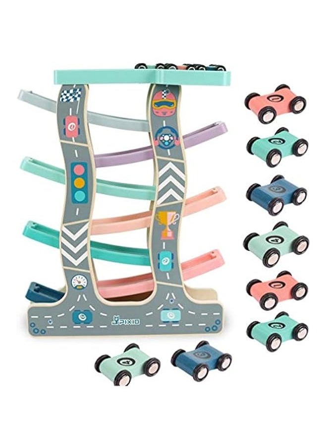 DURKU - Wooden Race Track for Toddler Boys - Includes 8 Mini Cars - Image 1