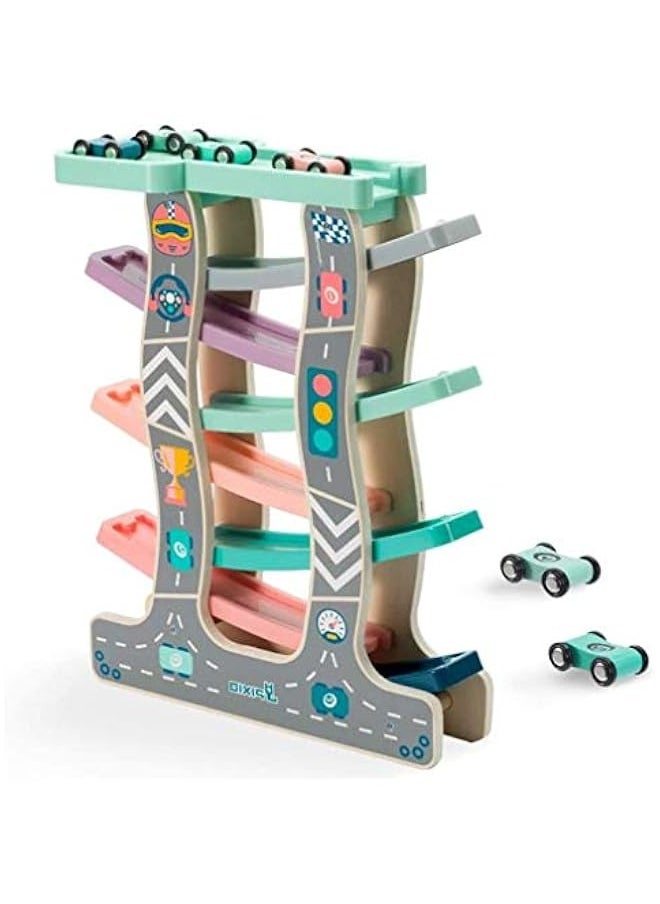 DURKU - Wooden Race Track for Toddler Boys - Includes 8 Mini Cars - Image 1