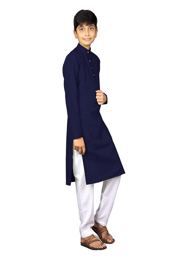 GREAT ENTERPRISE KIDS BOYS PREMUIM TRADITIONAL ETHNIC SETS WITH 1 KURTA AND 1 PYJAMAS (9-10 Years, Blue, 1) - Image 2