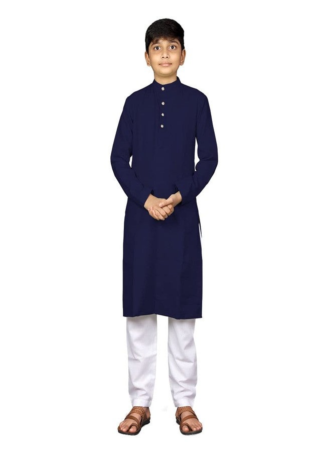 GREAT ENTERPRISE KIDS BOYS PREMUIM TRADITIONAL ETHNIC SETS WITH 1 KURTA AND 1 PYJAMAS (9-10 Years, Blue, 1) - Image 3