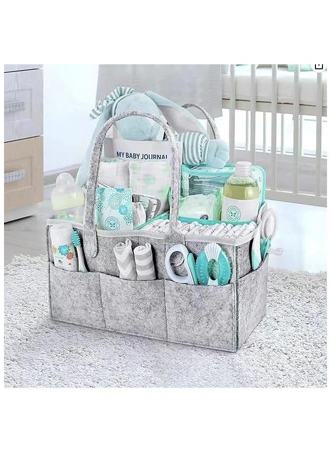 Baby Diaper Caddy Organizers -Printed Storage Mother Bags - Nursery Storage Foldable and Portable - Grey  - Image 2