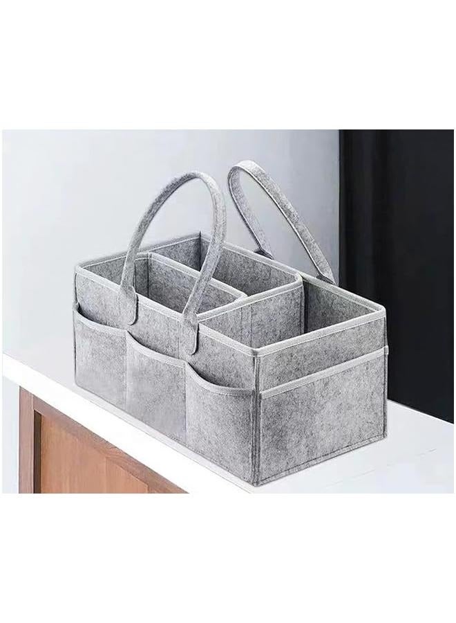 Baby Diaper Caddy Organizers -Printed Storage Mother Bags - Nursery Storage Foldable and Portable - Grey  - Image 3